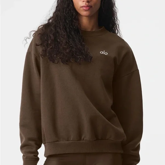 ALO Yoga Brown Crew Neck Sweater - Picture 1 of 3
